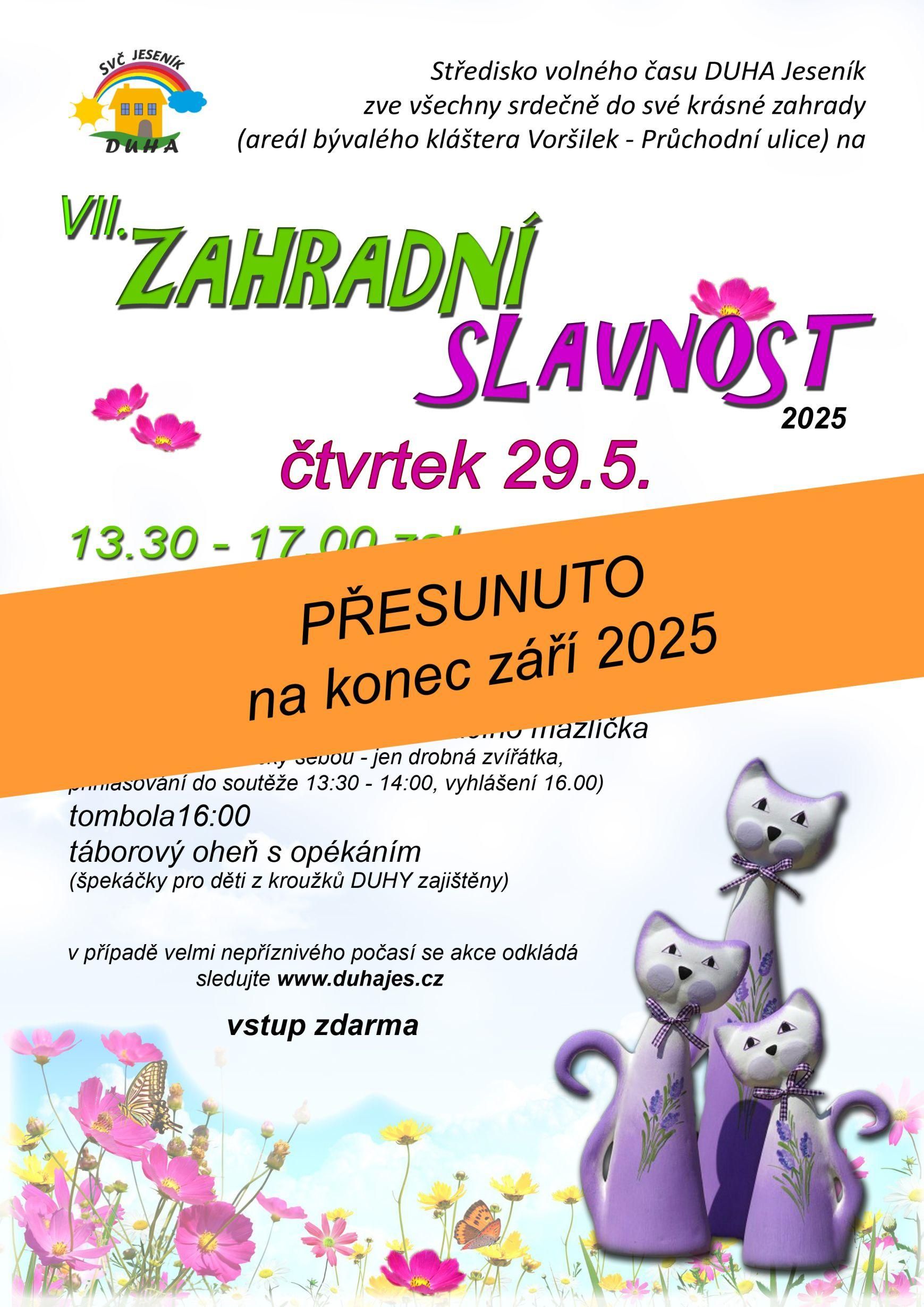 Zahradní slavnost - přesunuto na září