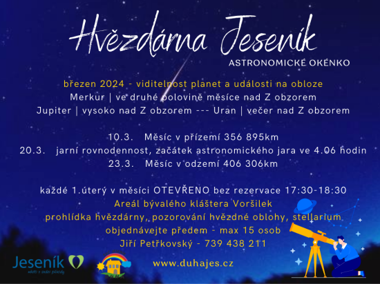 Hvězdárna - pozorování v březnu