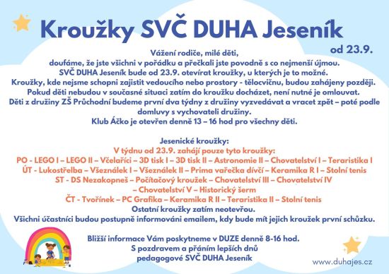 Zahájení KROUŽKŮ 23.9.